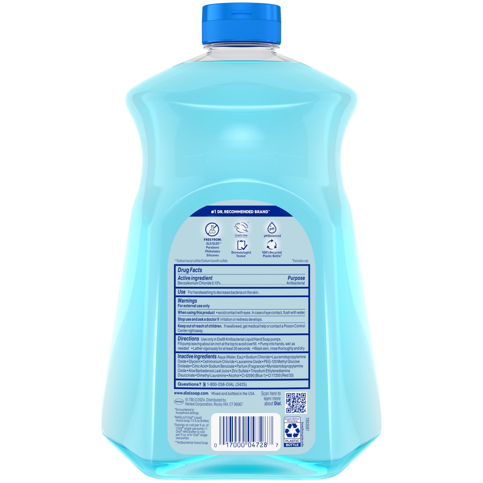 Dial Antibacterial Defense Liquid Hand Soap + Aloe, 52 Fl Oz (Pack of 3)