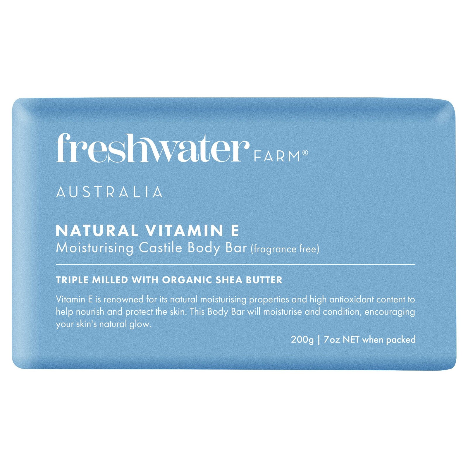 Freshwater Farm Australia Castile Body Bar Natural Vitamin E Unscented 7 ounce