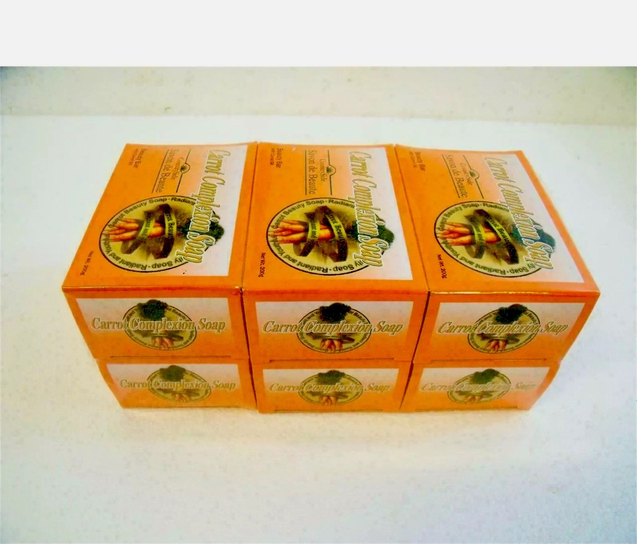 6PCS Carrot Complexion Soap Beauty Bar with Carrot Oil -200g