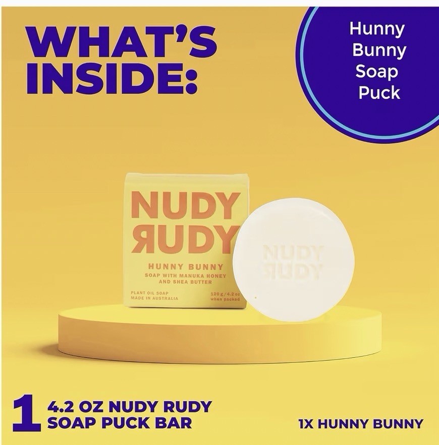 Ɣ NUDY RUDY (4.2 Oz.) Bar 🫧 ●HUNNY BUNNY● W/Manuka Honey & Shea Butter Soap 🫧.