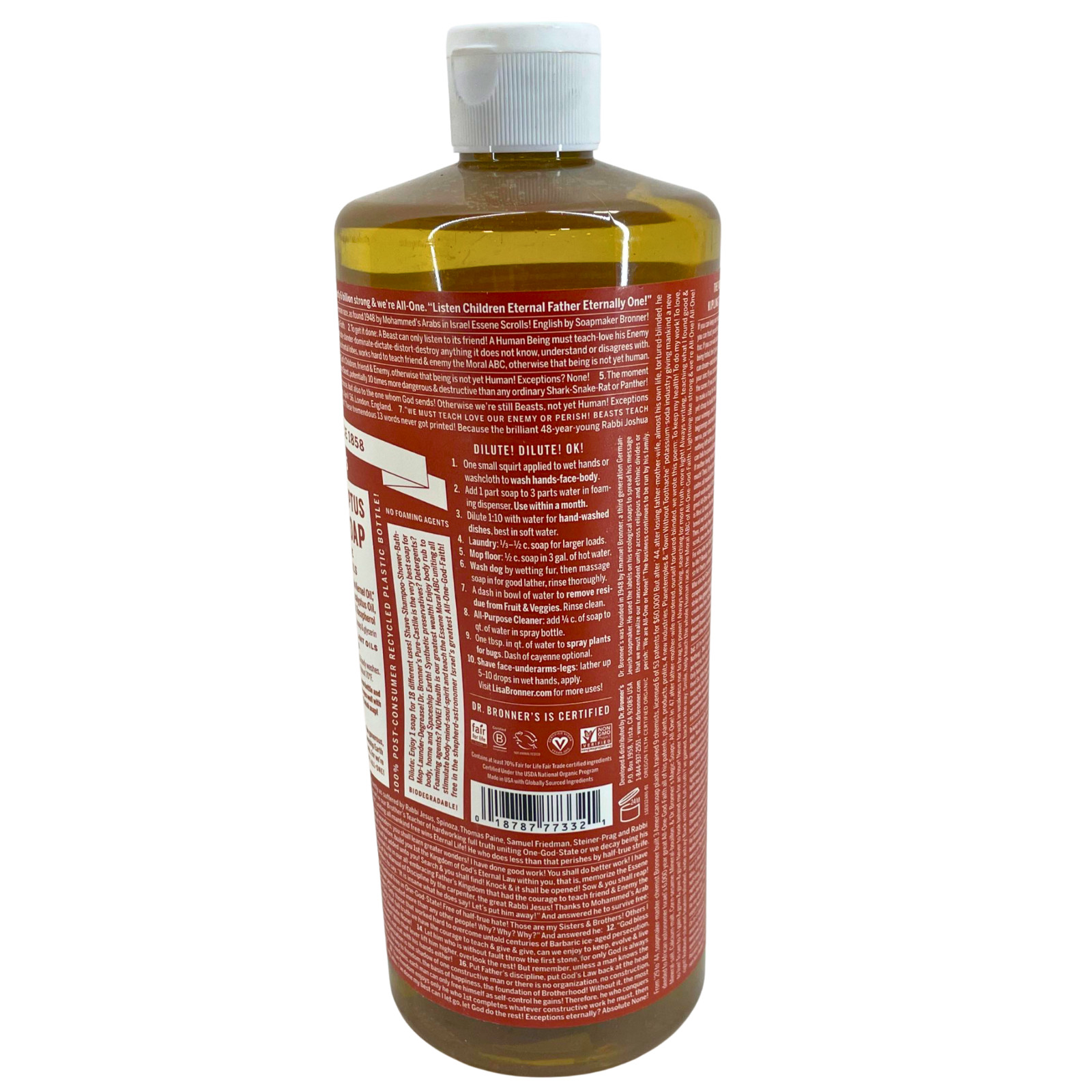 Dr. Bronner’s 18-in-1 Pure-Castile Magic Soap Eucalyptus 32 fl oz 4 Pack New