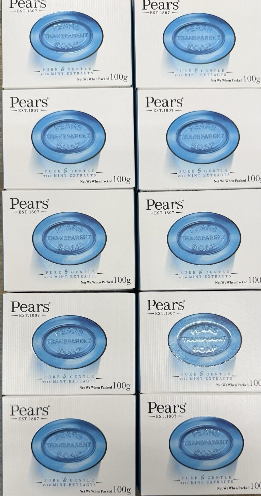 10pc Blue Pears Pure & Gentle with Mint Extracts Bar Soaps 100g Free Shipping