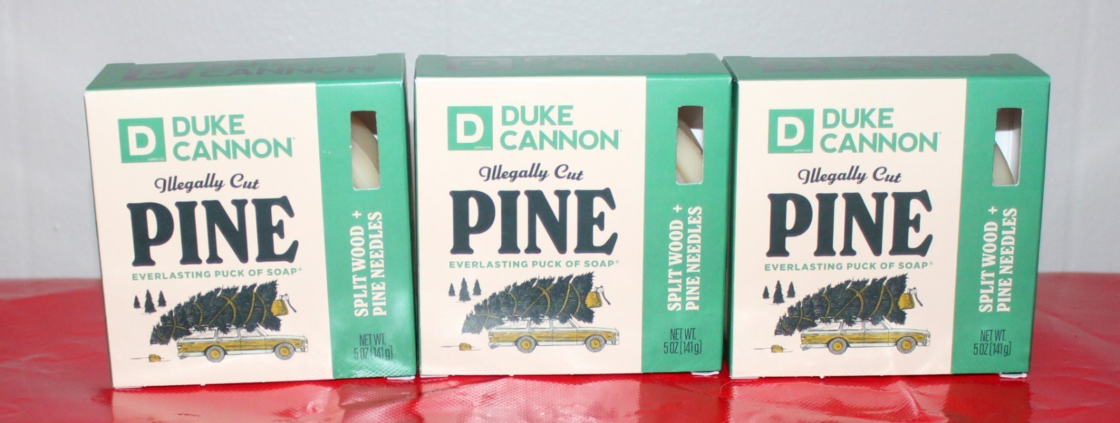 3 Pack: Duke Cannon Bar Soap Illegally Cut Pine Split Wood + Pine Needles – 5 oz