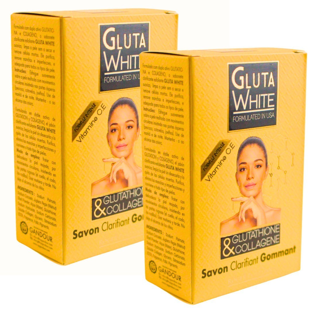 2 Packs Gluta White Glutathione & Collagen Clarifying & Exfoliating Soap 190g