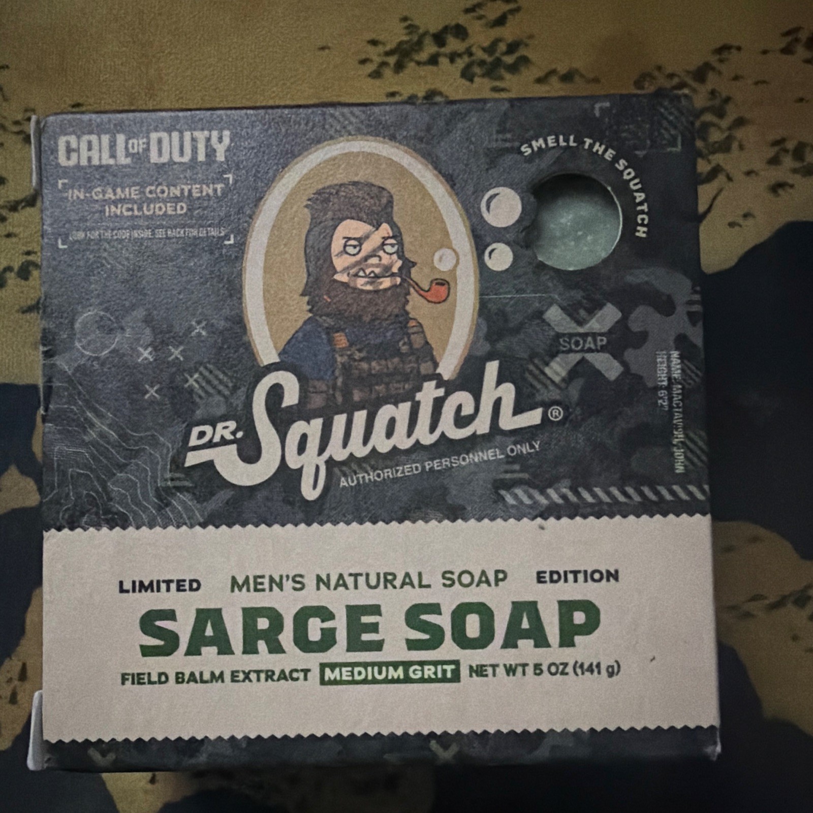 Dr. Squatch Call of Duty Men’s Natural Soap, Sarge Soap Cold Process 5 oz
