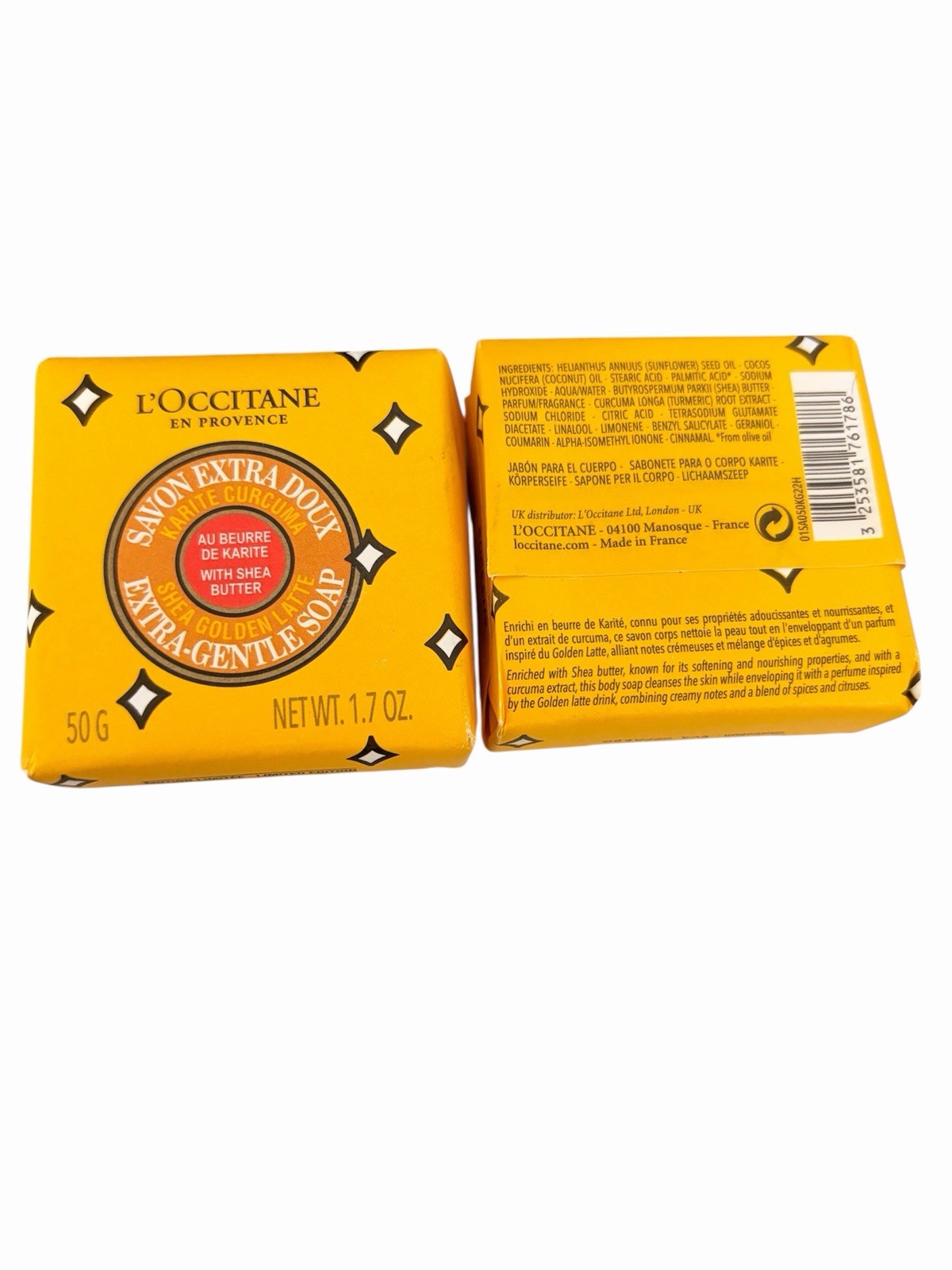 L’Occitane GOLDEN SHEA LATTE Extra Gentle Soap – 2 × 1.7 oz