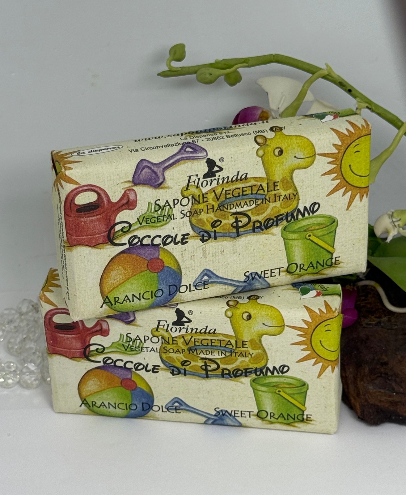 2x Florinda Coccole Di Profumo Sweet Orange Perfumed Vegetal Bath Soap – 3.52 oz