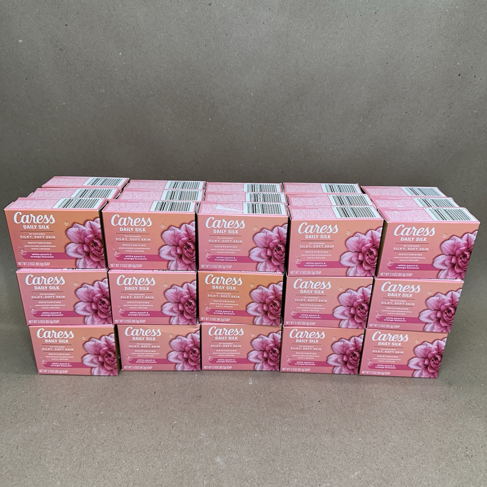 48 PK Caress Daily Silk Soap Bars White Peach & Orange Blossom 3.15 oz