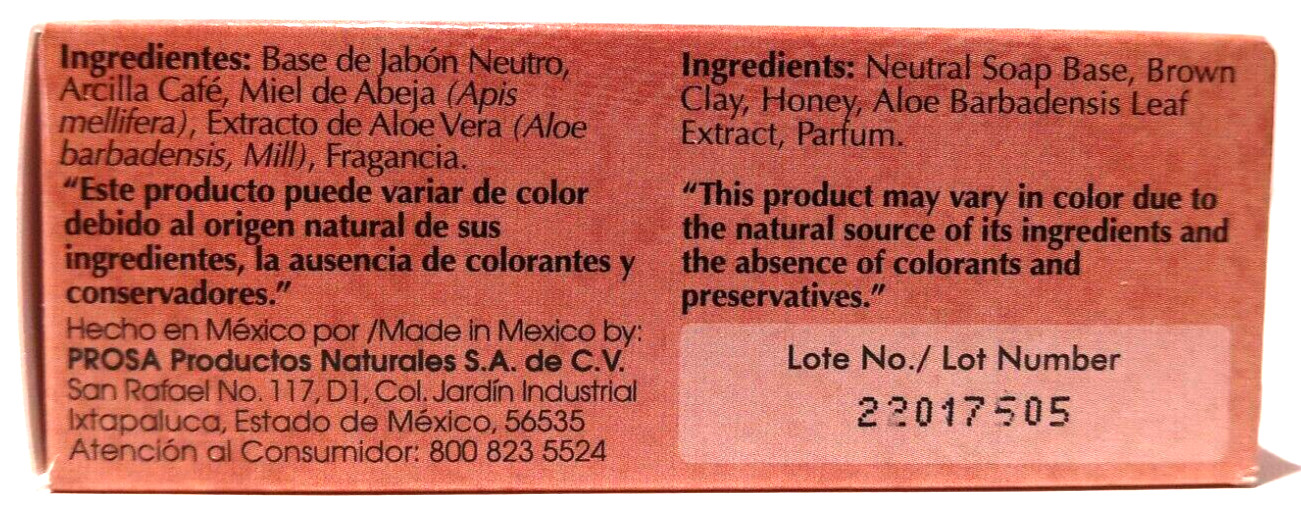 PROSA Jabón Arcilla y Miel Bar Soap Honey & Clay For Soft & Elastic Skin 90 g