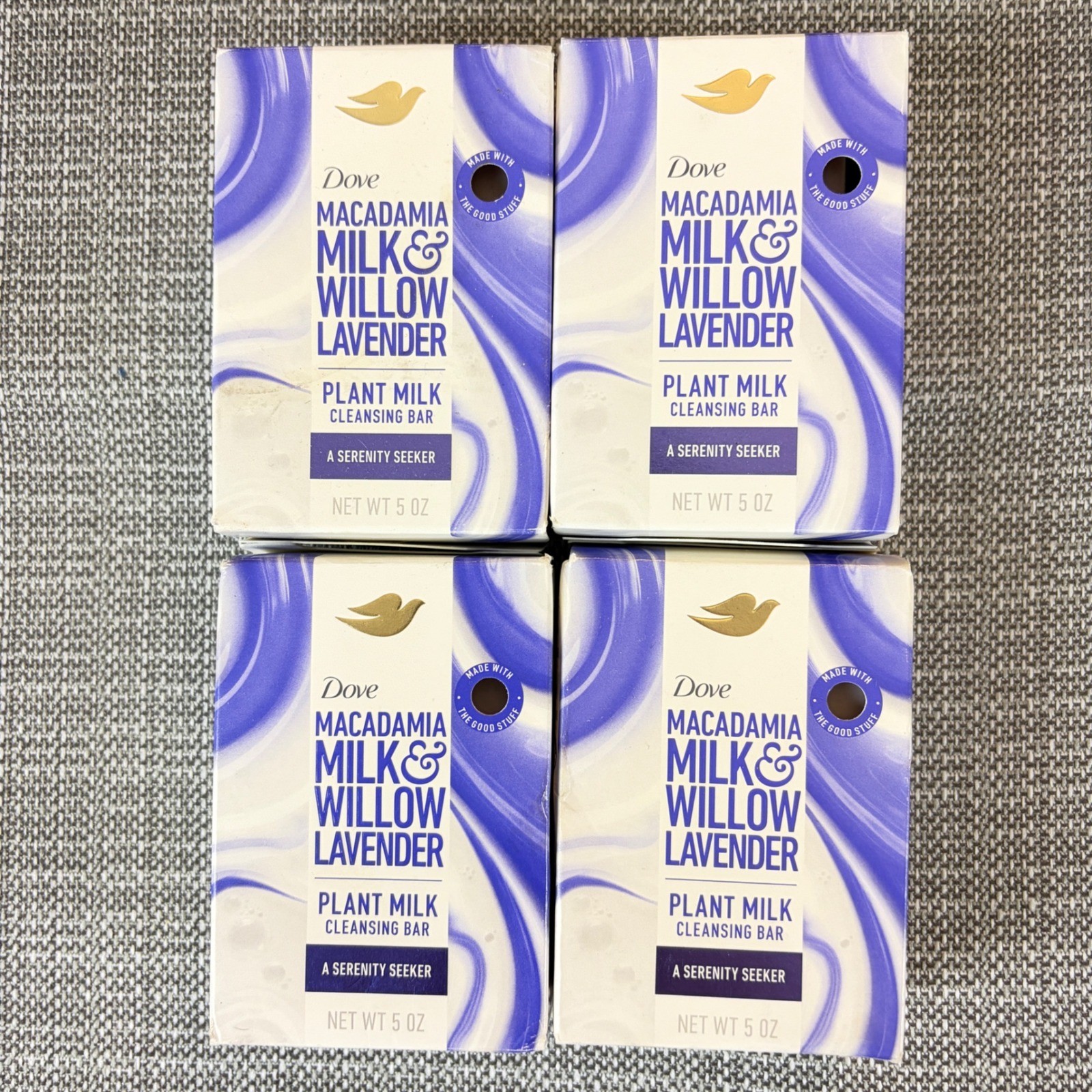 Dove 5 oz Macadamia Milk & Willow Lavender Cleansing Bar Dry Skin 4pk Bundle