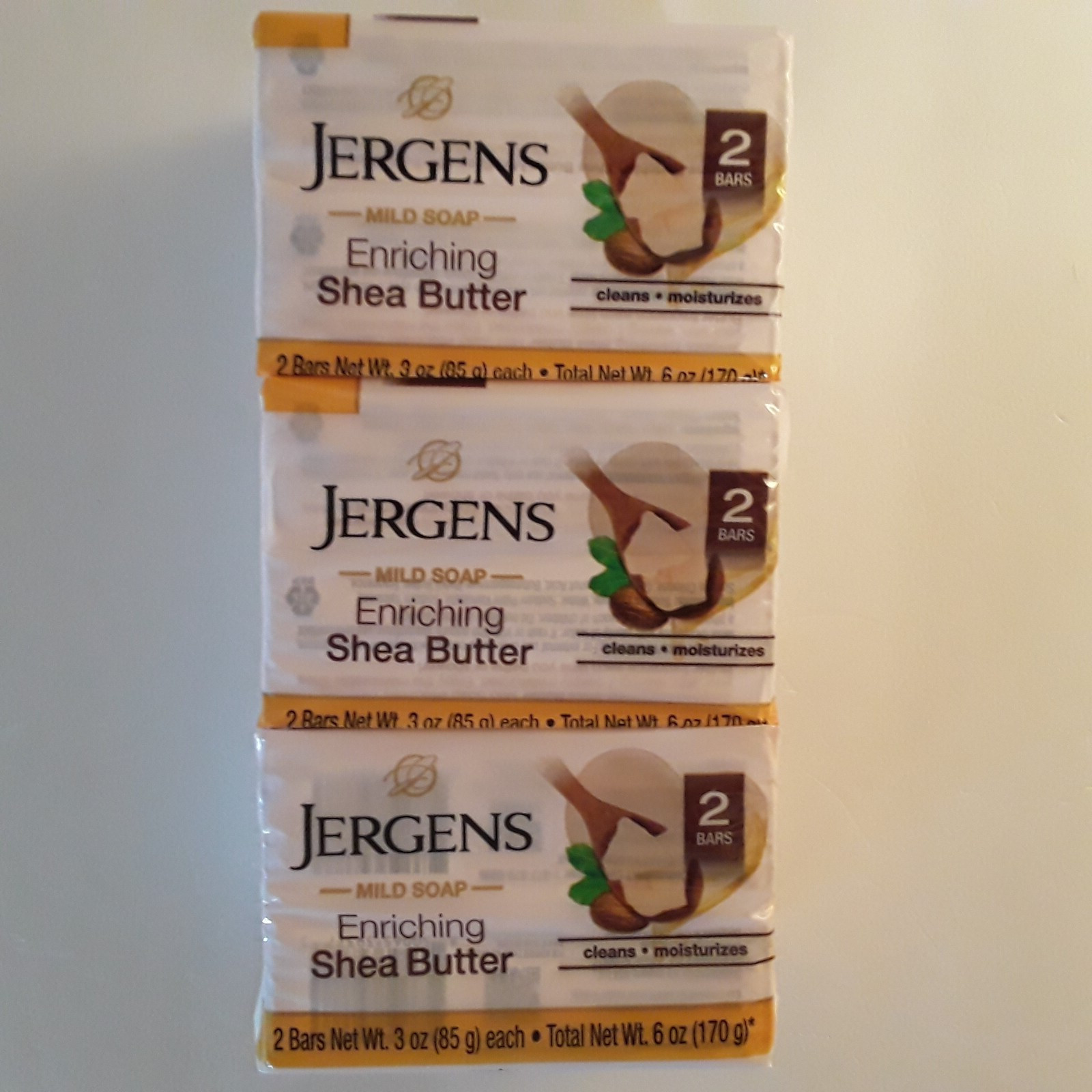 Lot of 3 , Jergens Mild Soap- Enriching Shea Butter. 2 Bars in Each Package