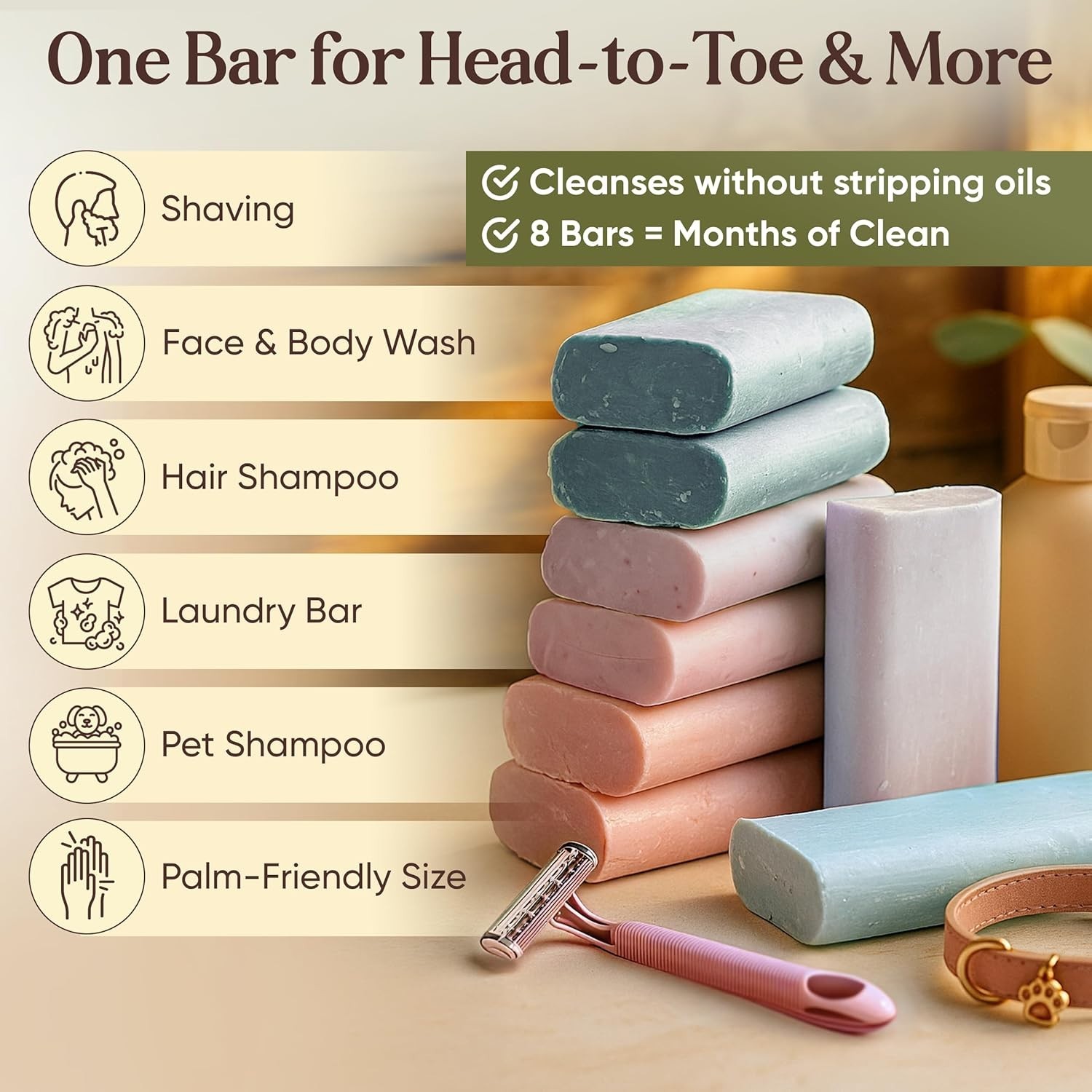 8-Pack Soap Bars – 5 oz Each, PH Balanced & Nourishing for All Skin Types