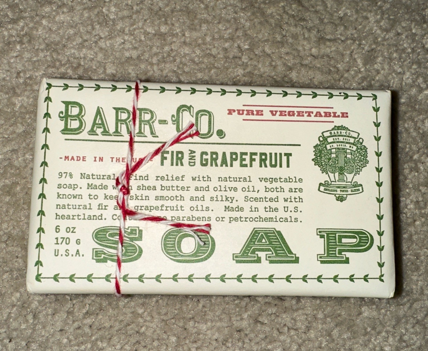 Barr-Co. Fir & Grapefruit Bar Soap 6oz Nip