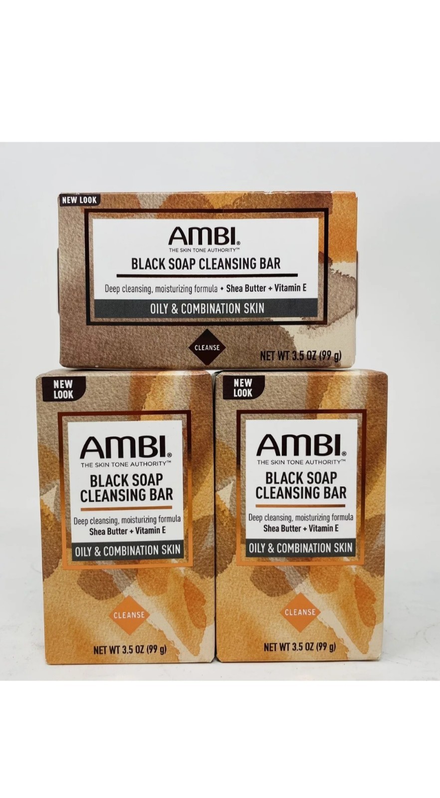 PACK OF 3 AMBI Skin Care Soap Black soap With Shea Batter 3.5 oz FREE SHIPPING