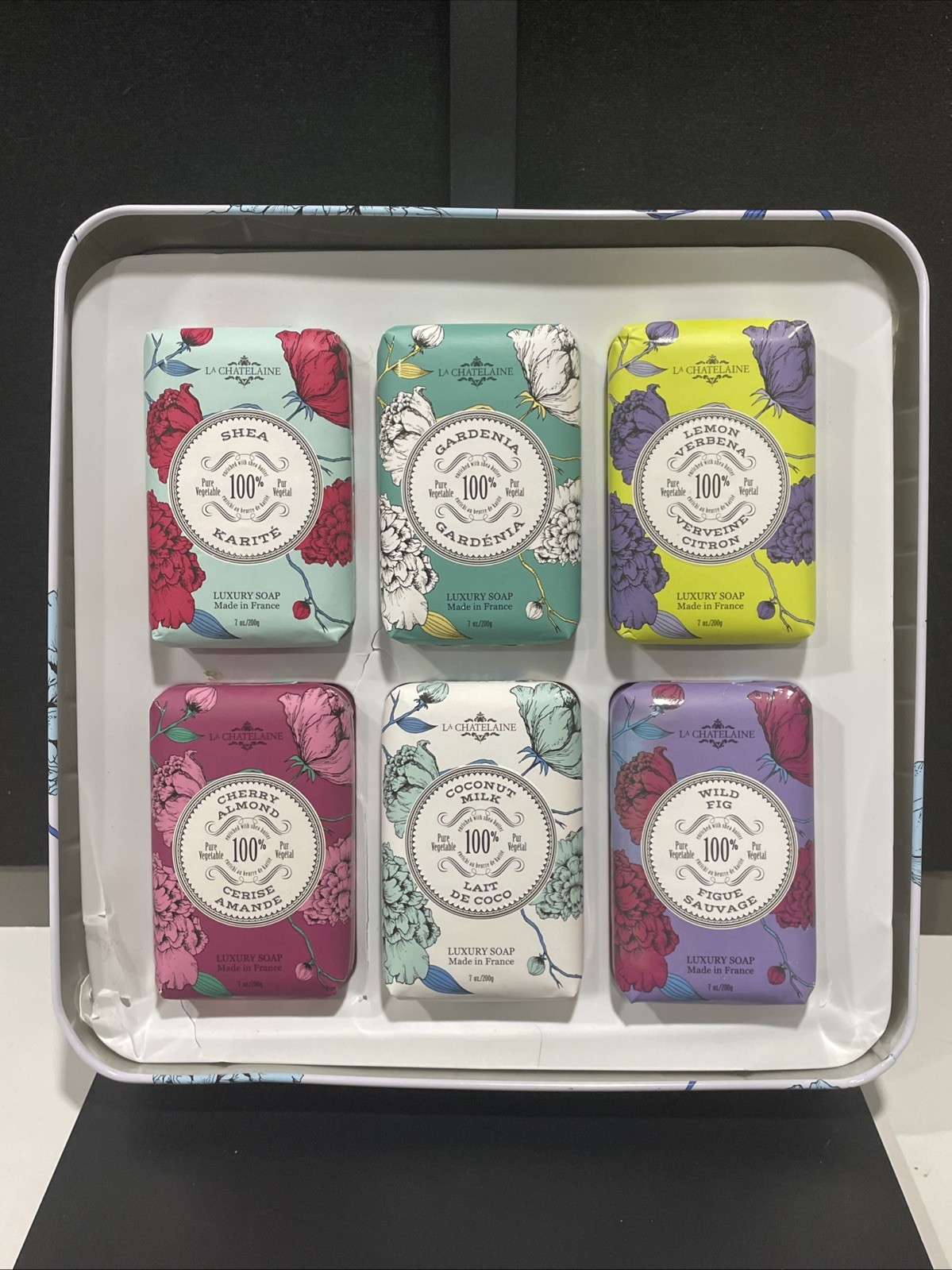 La Chatelaine LUXURY SOAP COLLECTION France De Savon x6 Bars 7oz ea Triple Mill
