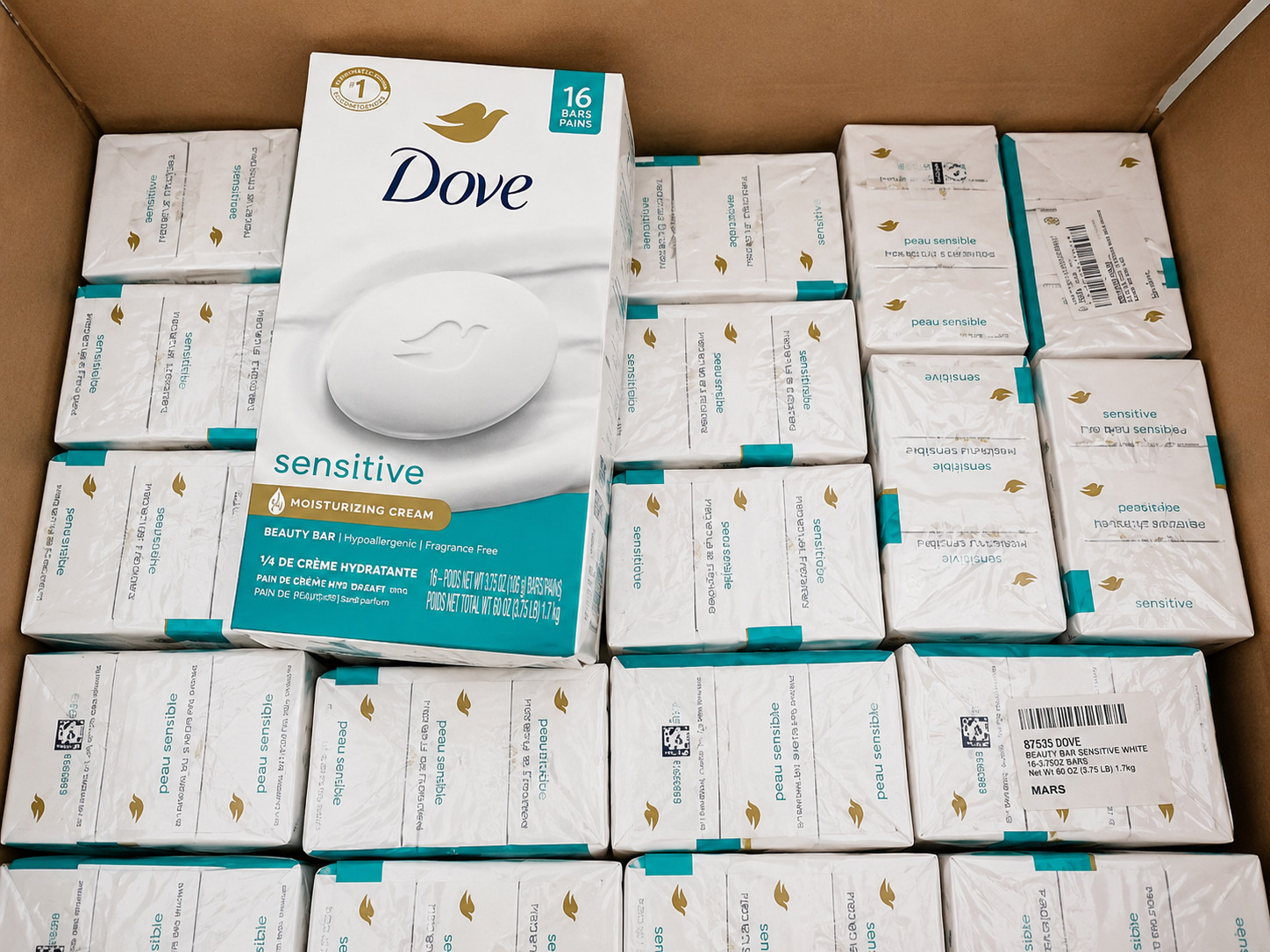 Dove Beauty Bar Soap, Sensitive Skin, 3.75 oz., 16 ct.