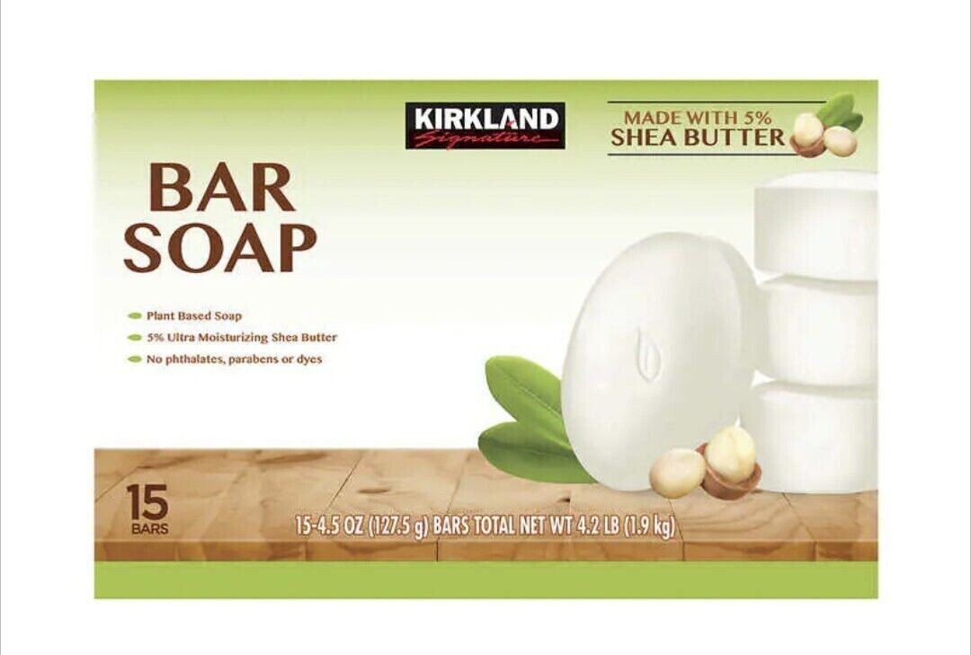 Kirkland Signature Hand Face Body Bar Soap with Shea Butter, 15 Bars Bathroom