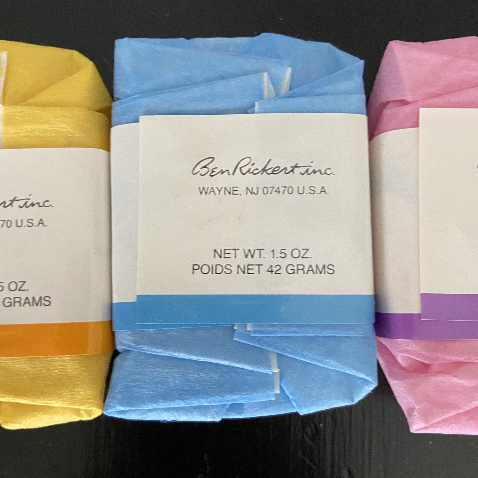 VTG Ben Rickert Inc. Set Of 3 Perfumed Bar Soaps Lavender Periwinkle Tulips