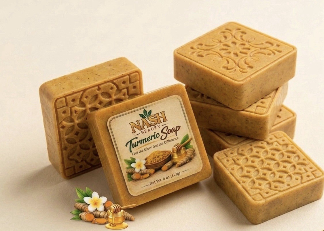 NASH Beauty Turmeric Soap Bar 4oz Handmade Glow Soap for Face & Body
