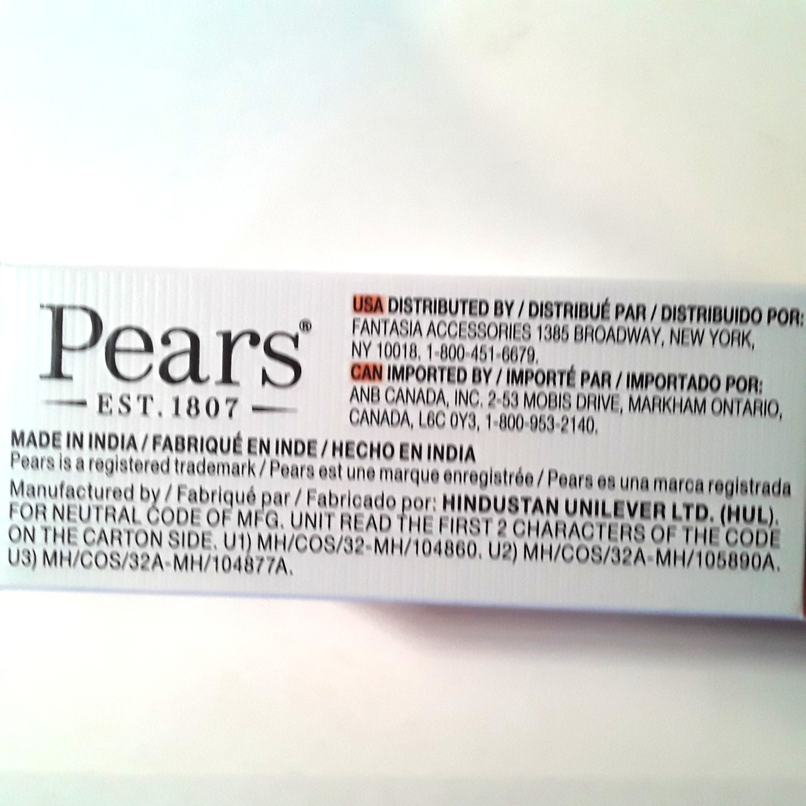 Transparent Pears Soap – Lot of 3 – 3.53 oz. Bars, Pure & Gentle with Plant Oils