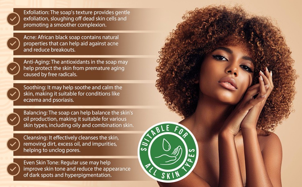 Raw African Black Soap 5oz Bar 100% Pure Natural Organic Ghana Acne Treatment, A