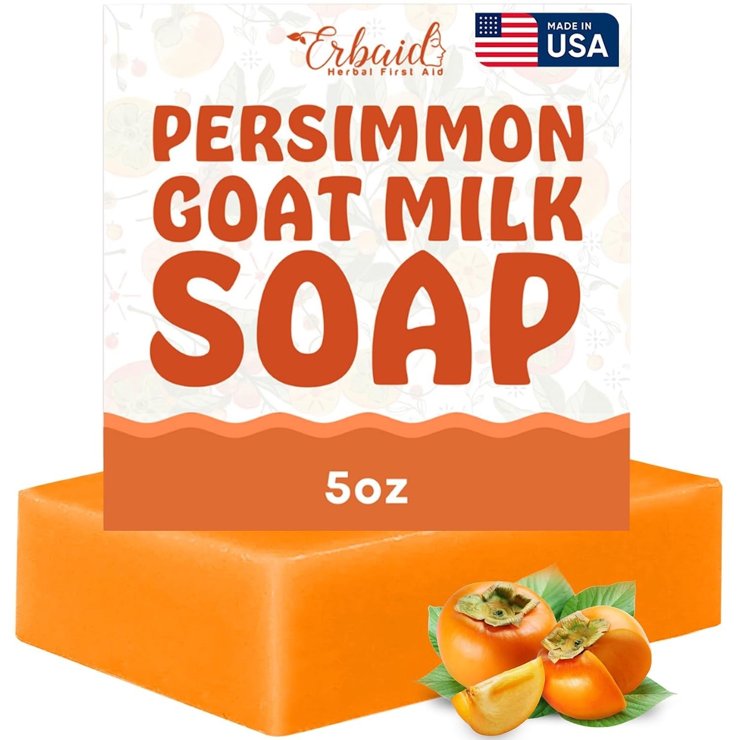 Erbaid Persimmon Soap Bar for Body Odor Control – Purifying Deodorizing BodyWasH