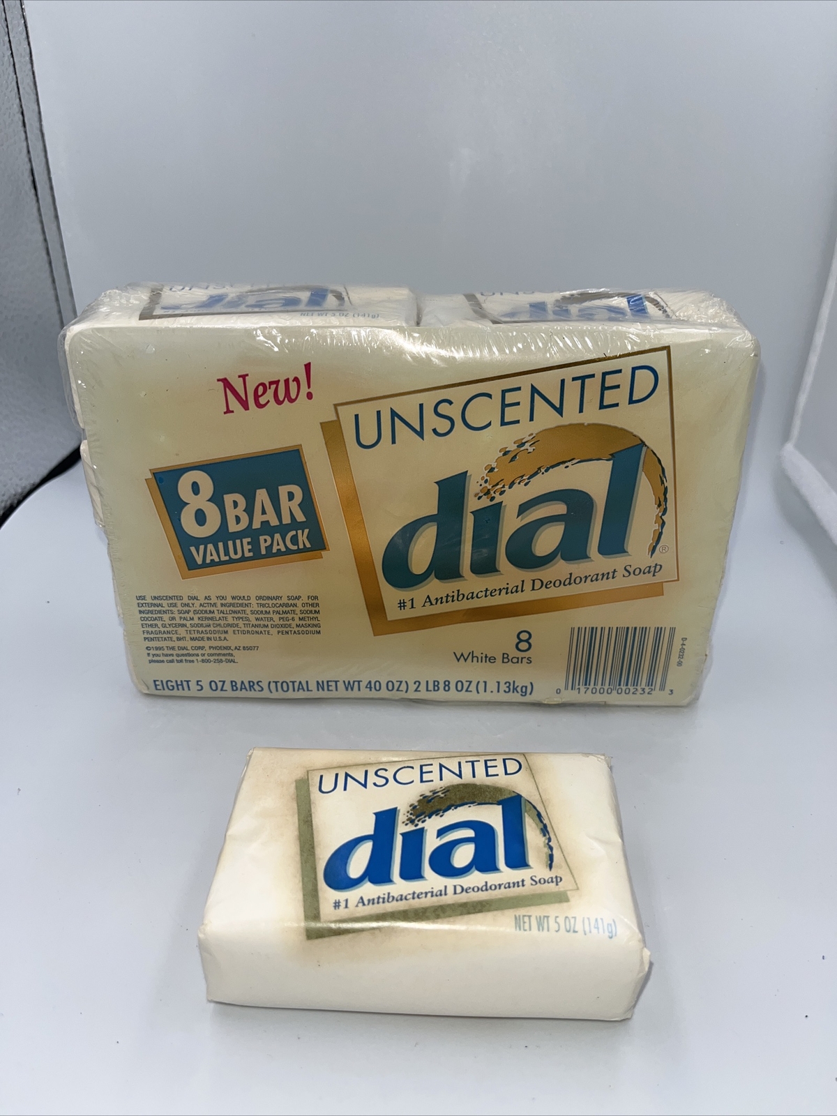 NOS 9x Dial Antibacterial Soap Unscented Bars 5 Oz Each = 45 Oz., Circa 1995