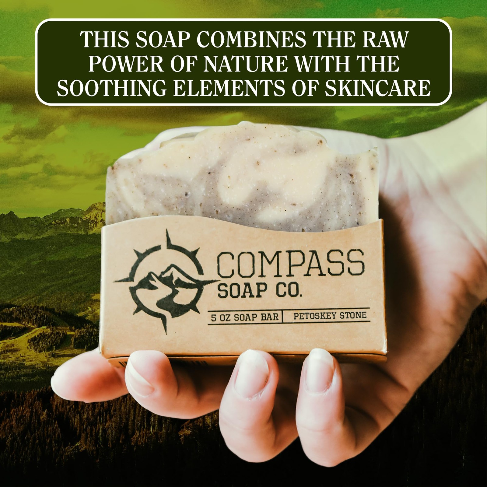 Compass Soap Petoskey Stone | Natural Bar Soap for Men | Soap Bars with Minim…