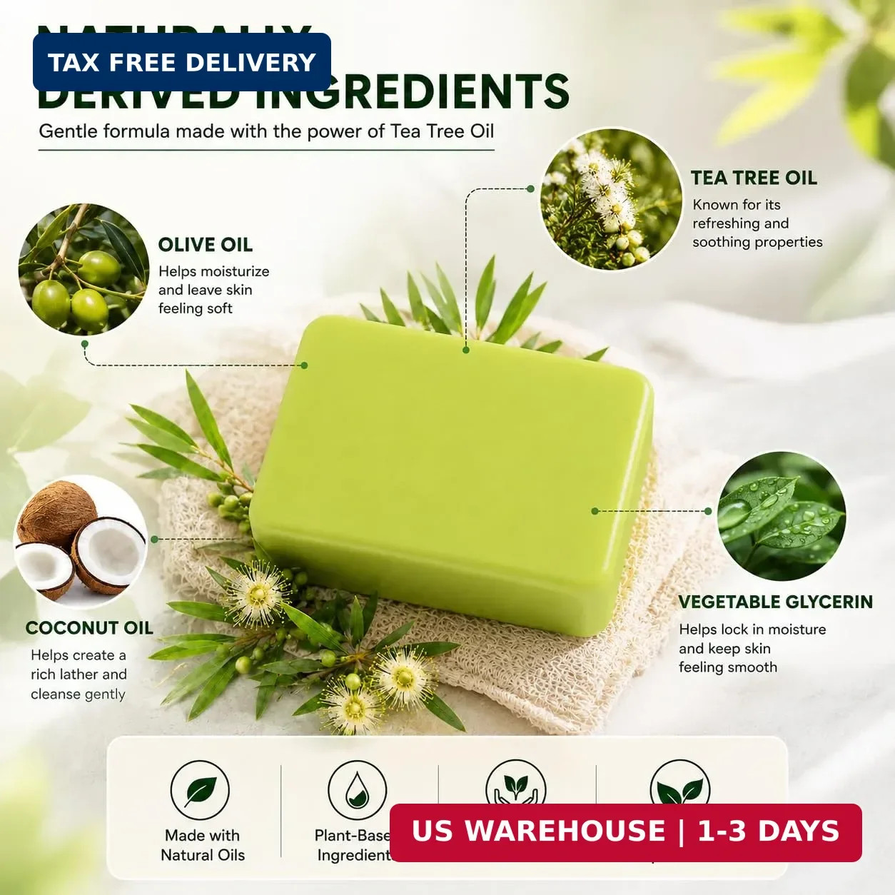 Veloma Antifungal Soap, Veloma Soap, 3.52oz | Tea Tree & Eucalyptus Formula with