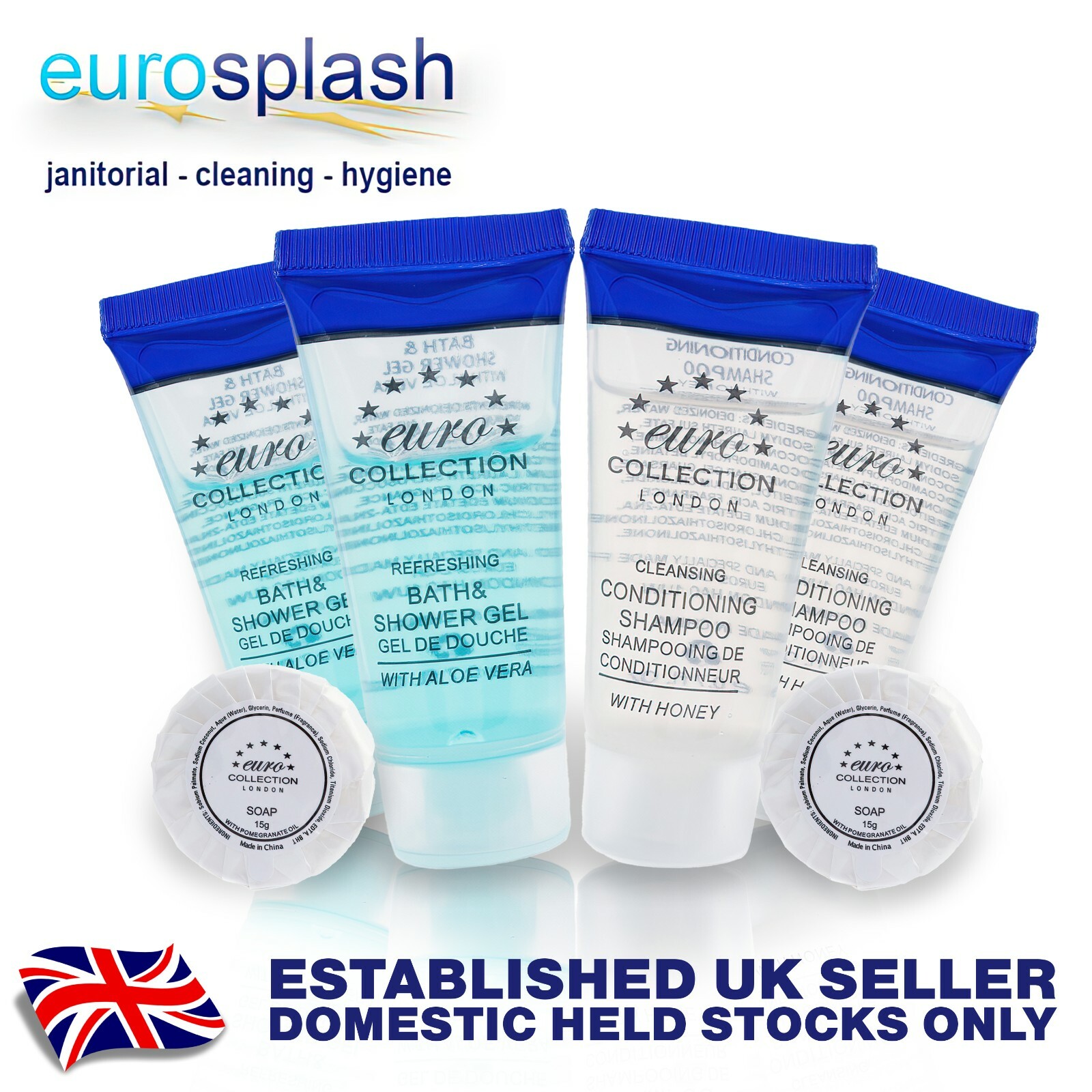 Moisturising Cond. Shampoo +Shower Gel Tubes+ Cleansing Soap 20ML-75pk Euro