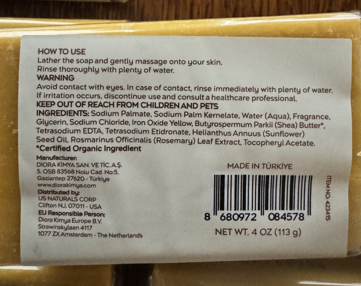 Lot (6) Bars RAW SHEA BUTTER SOAP w Rosemary Extract Organic Shea Butter 4oz ea