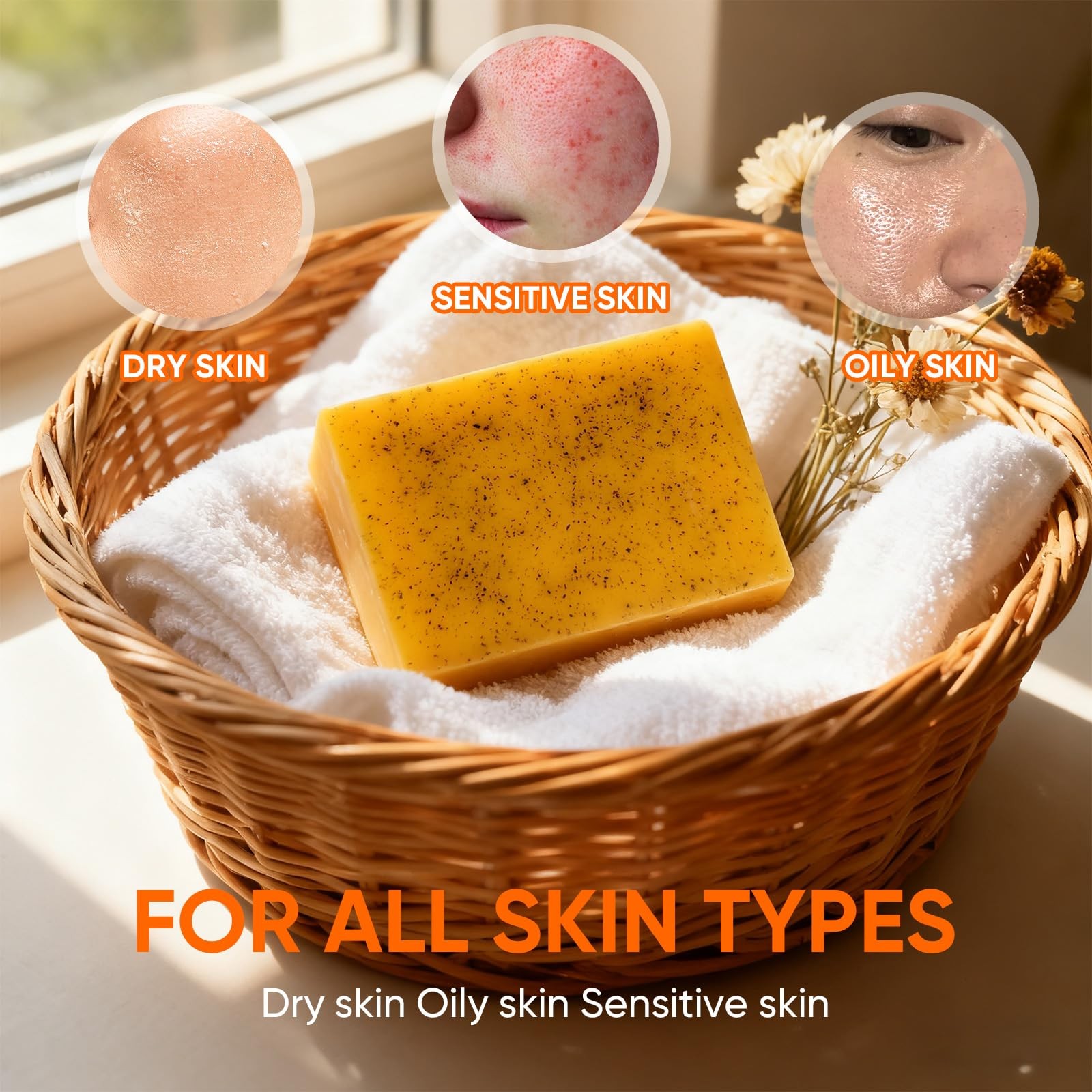 3 Packs Turmeric Soap Bar for Face & Body Cleanser, 1.18 Ounce (Pack of 3)