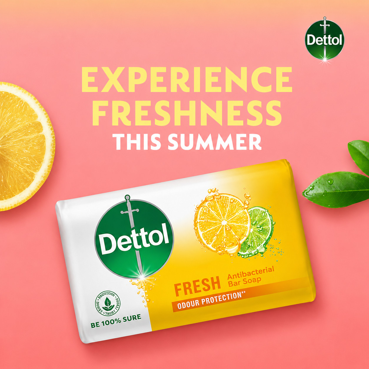 Pack of 8 Dettol Fresh Antibacterial Soap Bar 110g Germ Protection Bath Soap