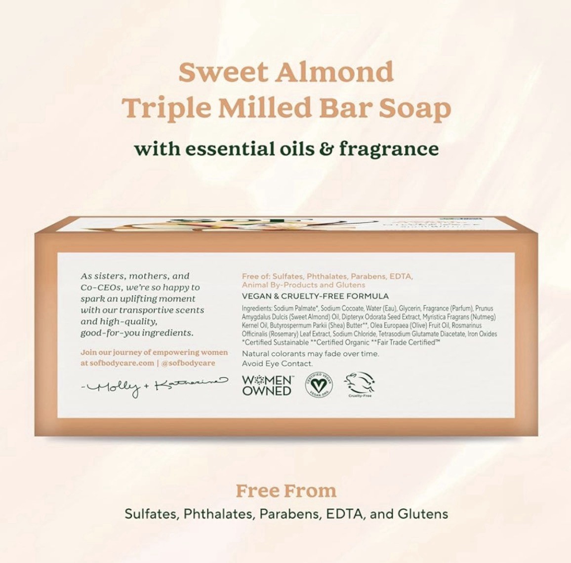 SoF Sweet Almond Triple Milled Soap 6oz with Shea Butter – Pack of 4