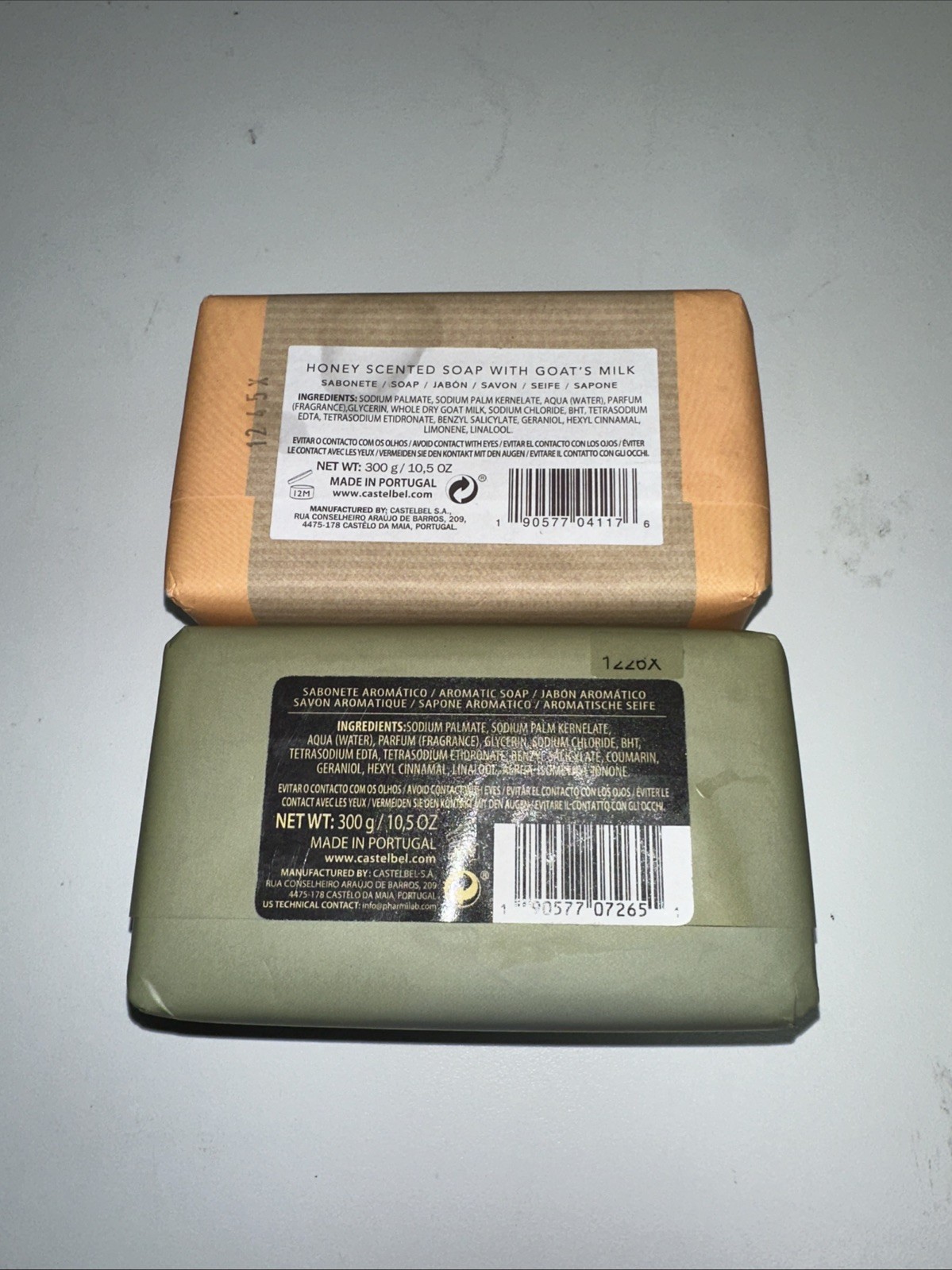 2 PACK-Castelbel Porto Goat’s Milk Scented Soap Bars Honey Scented 10.5 oz 300g