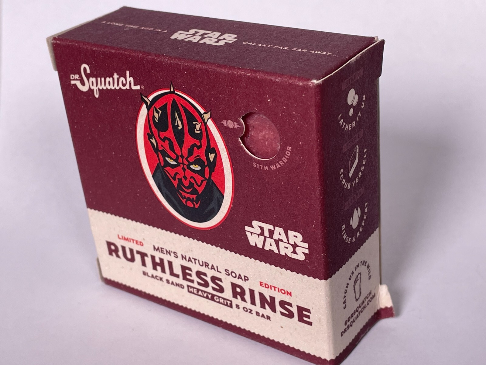 Dr Squatch RUTHLESS RINSE Darth Maul Star Wars Mens 5oz Bar Soap Heavy Grit