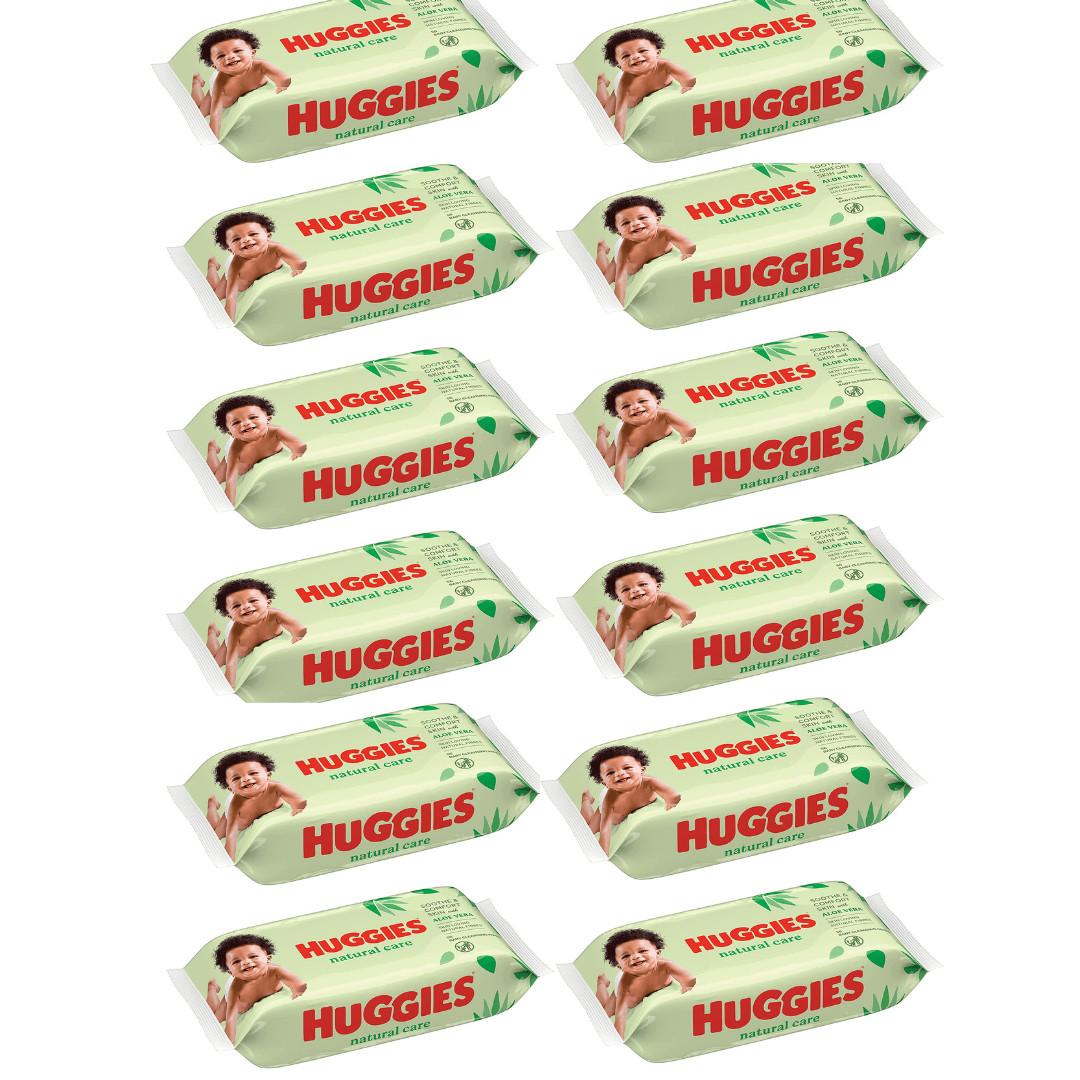 Huggies Baby Wipes Natural Care with Aloe Vera, 56 Count, Pack of 12, Total 672