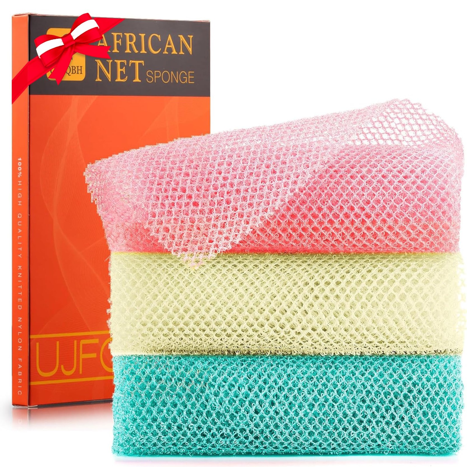 UJFQBH 3 Pieces African Net 1 Count (Pack of 3), Pink, Green, Off-white