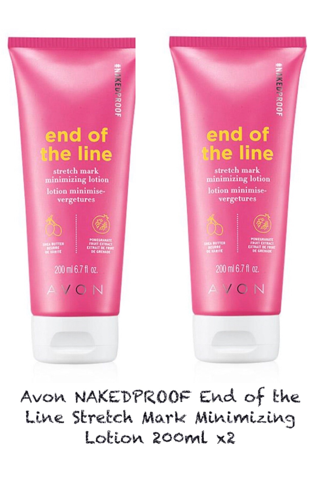Avon NAKEDPROOF End of the Line Stretch Mark Minimizing Lotion 200ml X2