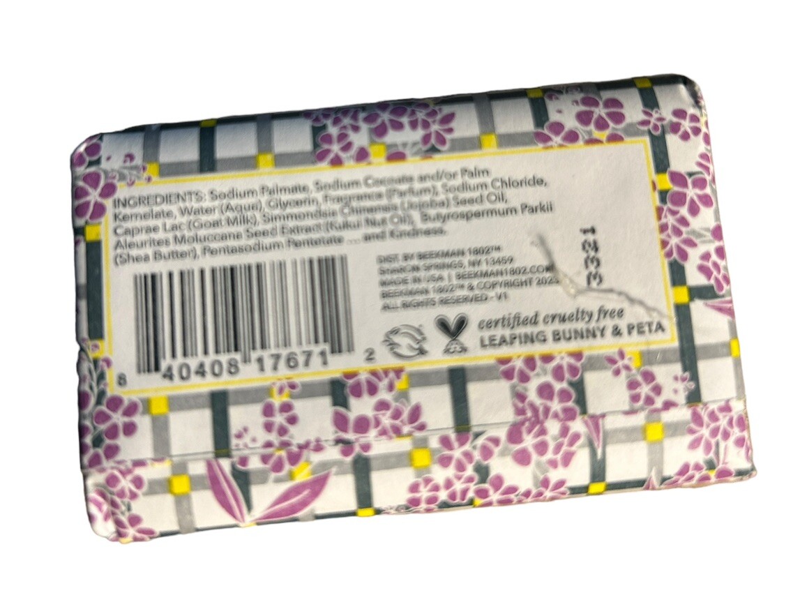 BEEKMAN 1802 PURE GOAT MILK SOAP – 3.5oz PALM SIZE – LILAC DREAM