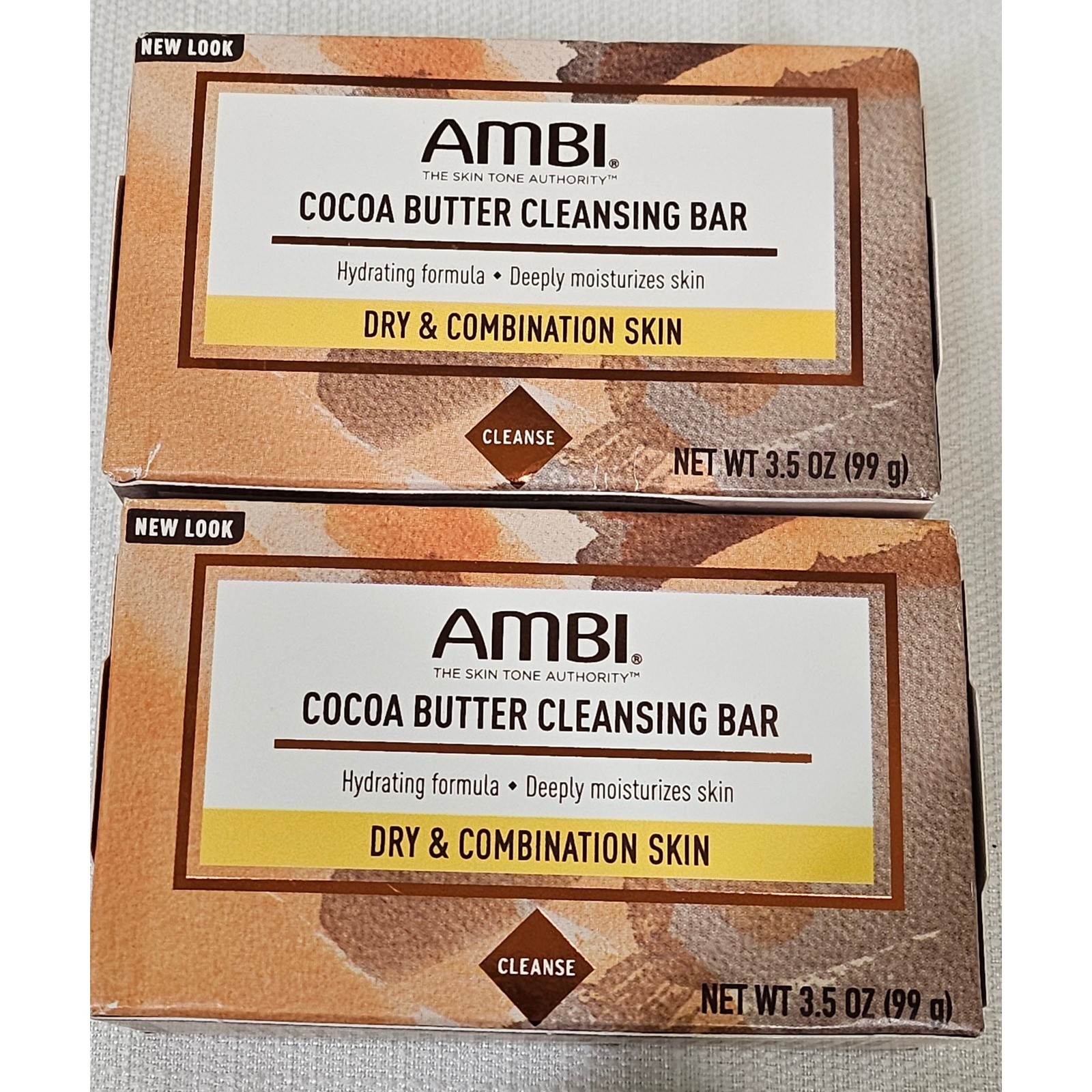 Ambi Cocoa Butter Cleansing Soap Hydrating Formula Dry Combination Skin 2 Bars