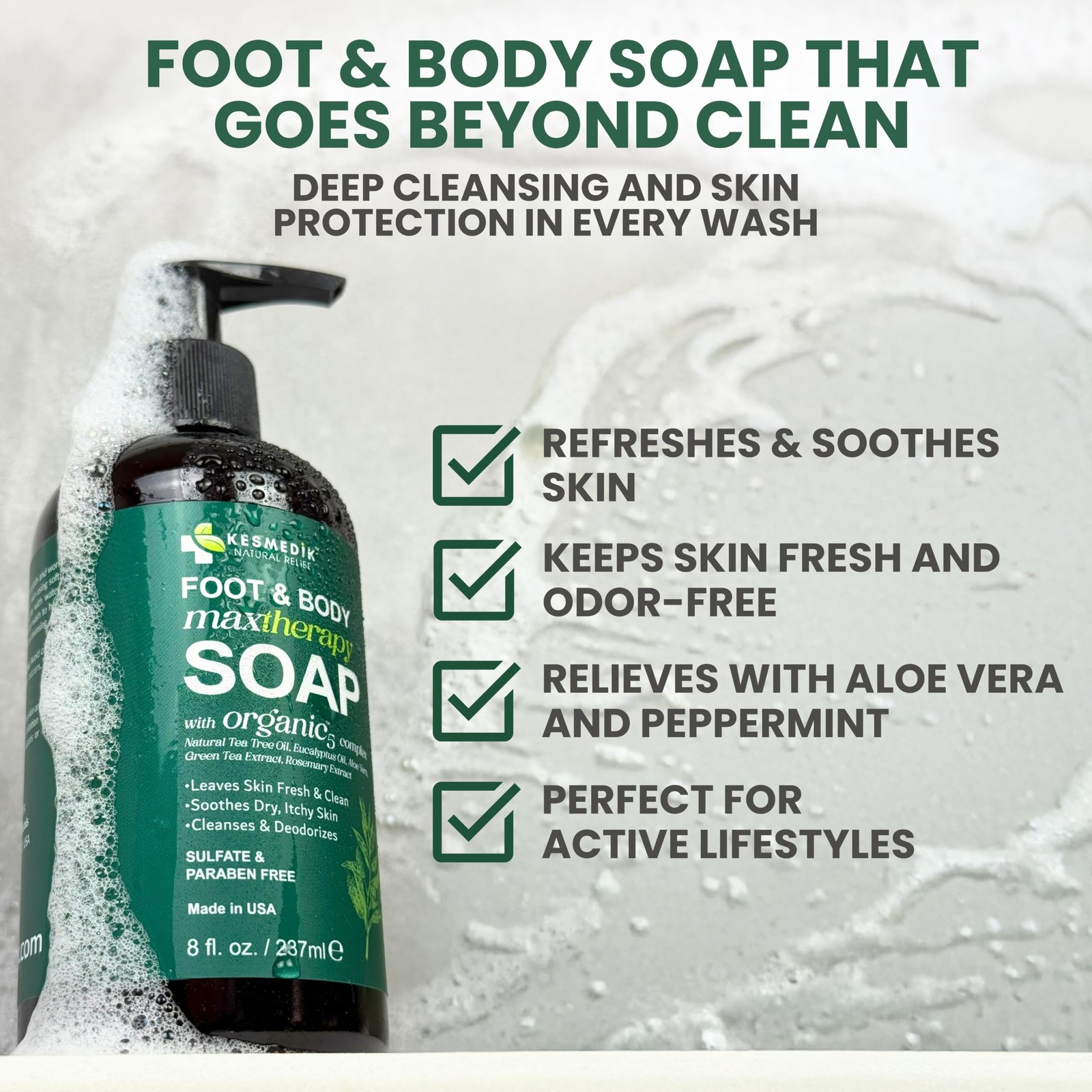 Tea Tree Oil Body Wash Soap with Peppermint for Feet & Body, Deep Cleansing, …