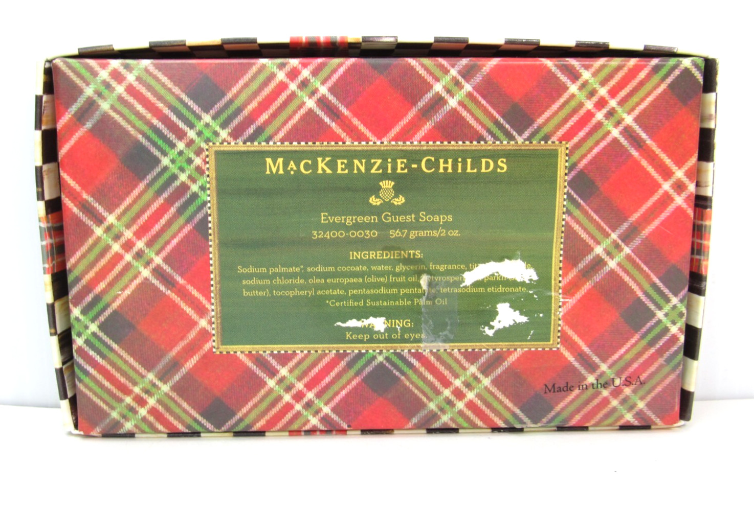 RARE MacKenzie-Childs EVERGREEN Guest Soap 3 Bar Set Balsam Fir, Cedar, Juniper