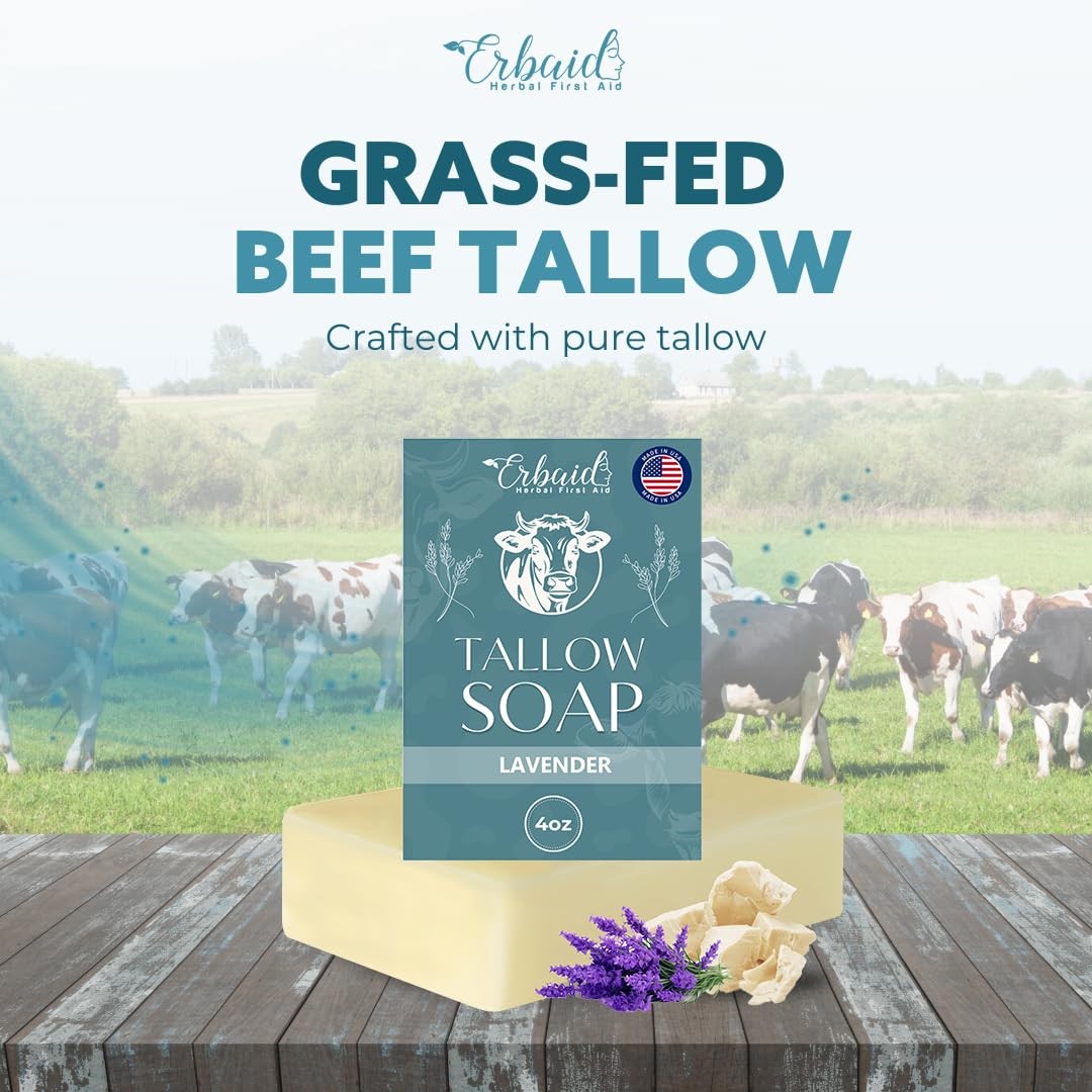 Beef Tallow Soap Bar – All Natural Grass Fed 4 Ounce (Pack of 1)