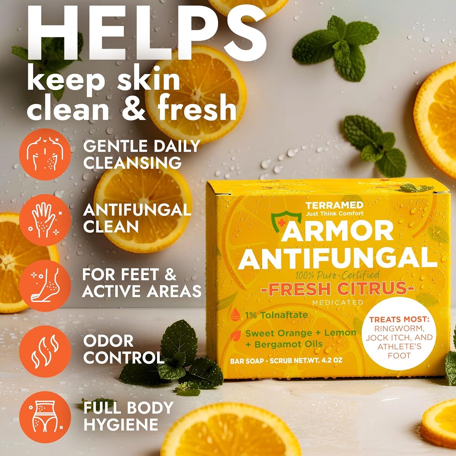 Antifungal Soap with Lemon Oil | Medicated Jock Itch Treatment | Tolnaftate 1%