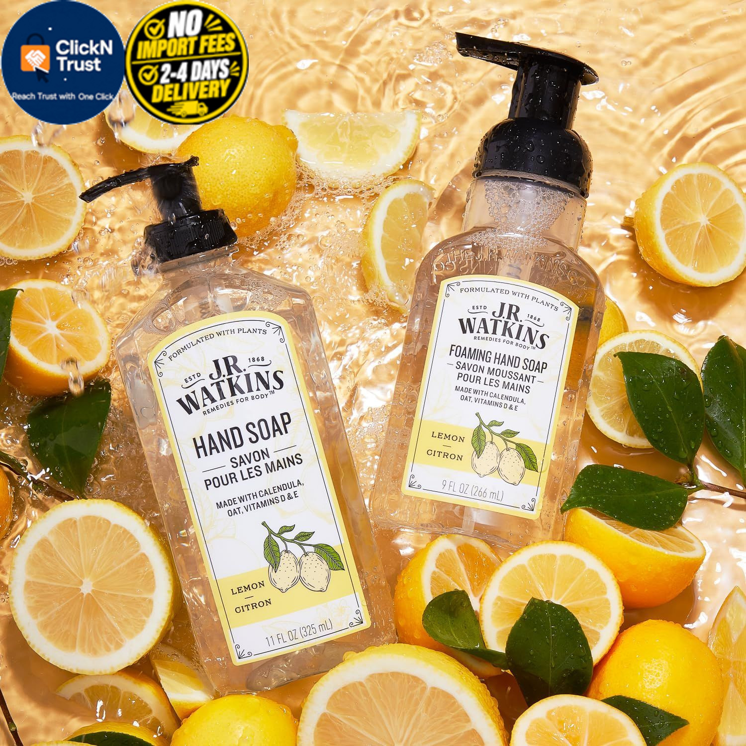 J.R. Watkins Gel Hand Soap, 3 Pack of 11 Fl Oz, 11 Oz (Pack 3), Lemon