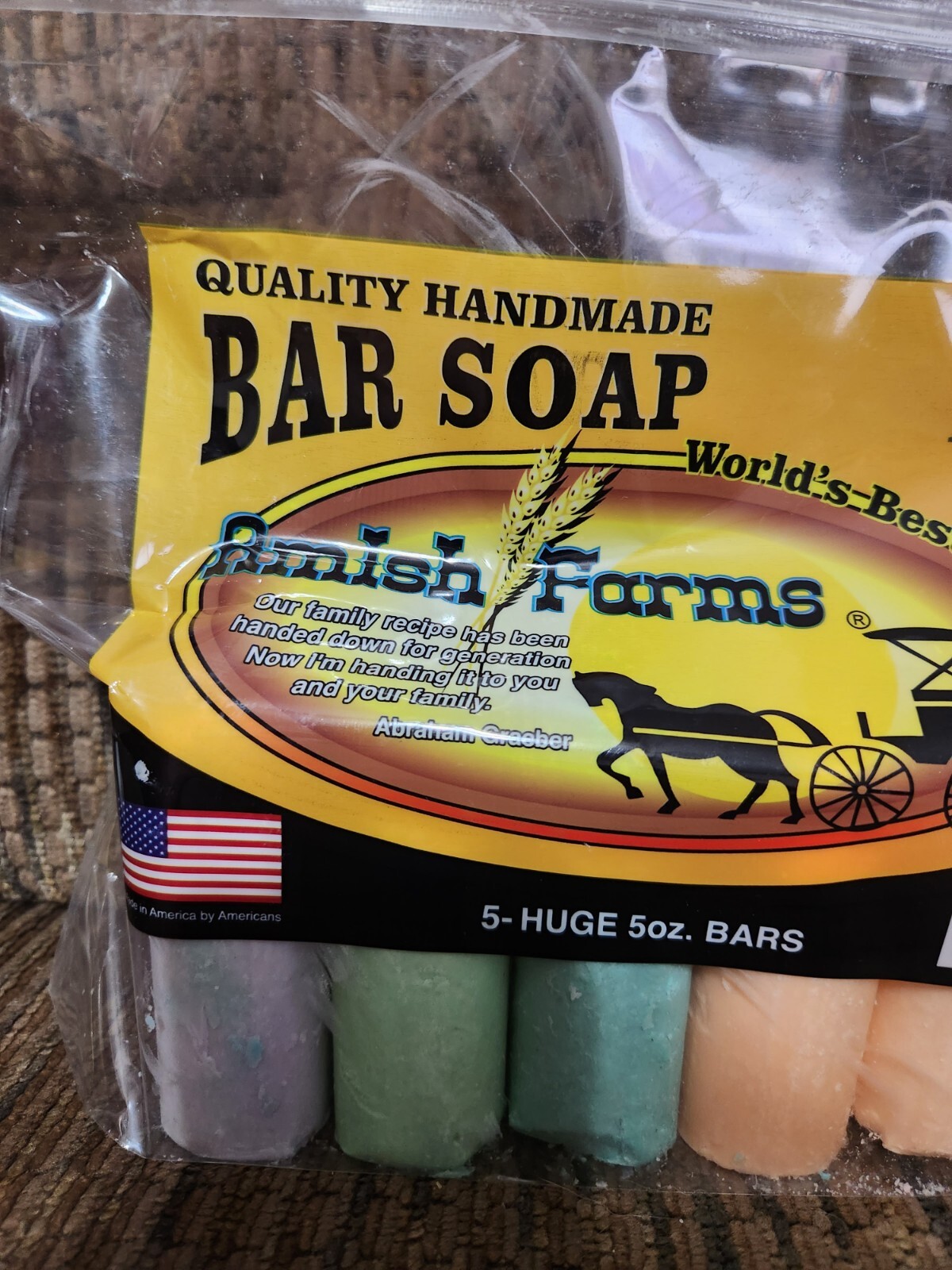 Amish Farm Bar Soap Pack Of 5 Huge Bars 5oz Each Soap Made In USA Scented