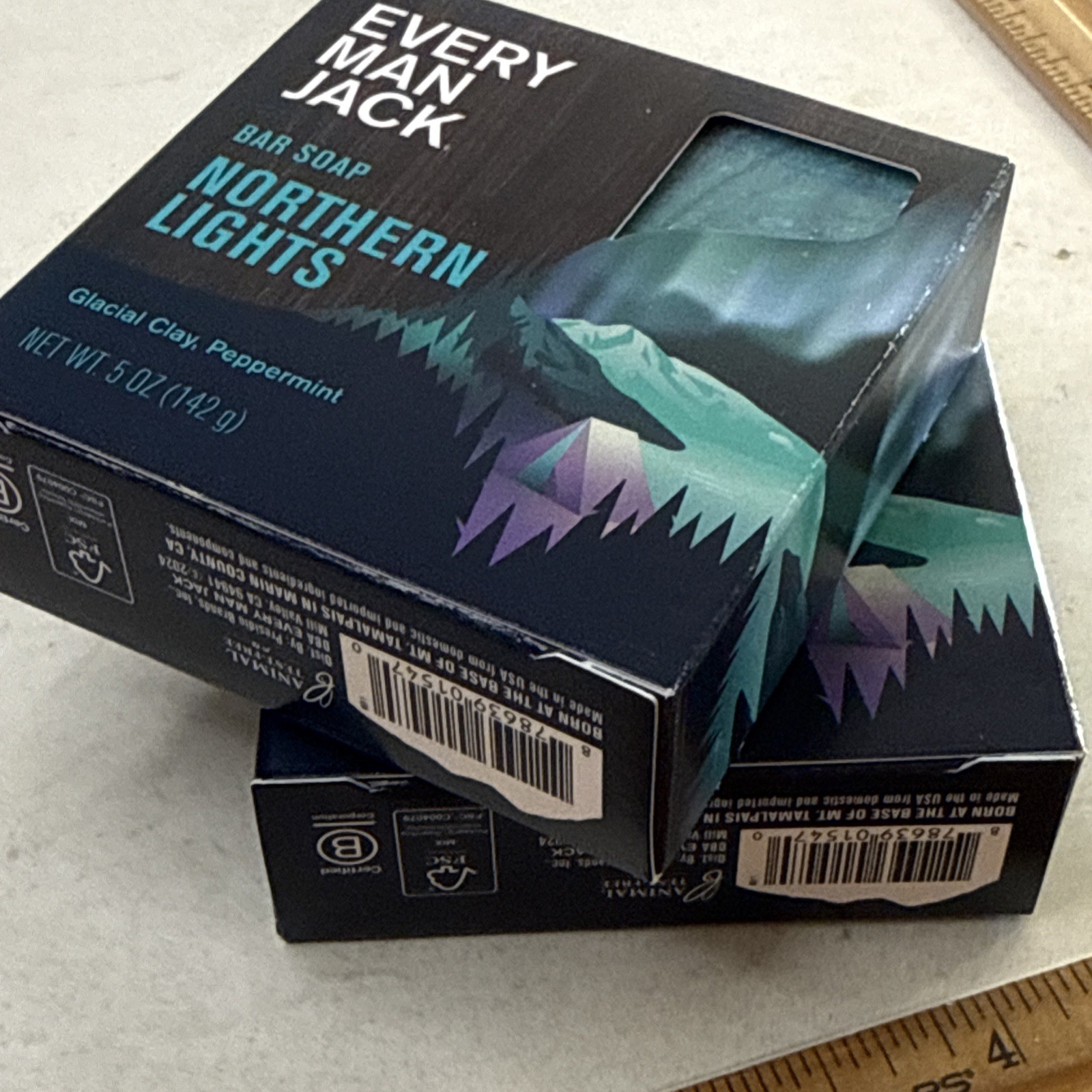 2x Every Man Jack NORTHERN LIGHTS Bar Soap Glacial Clay Peppermint Masculine Lot