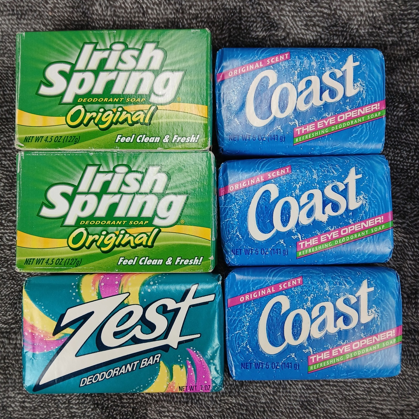 Mixed Lot 6 Vintage Bar Soap Coast Irish Spring Zest 80s 90s Original READ
