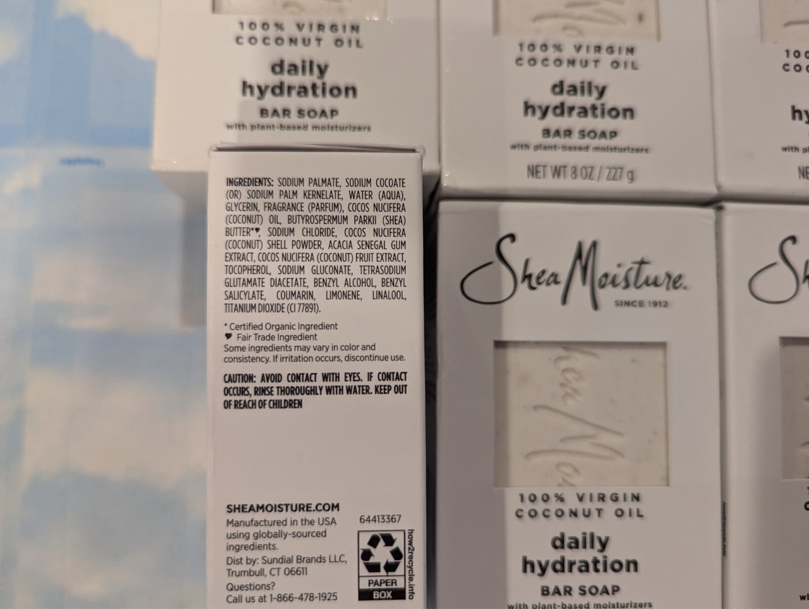 LOT (6) SHEA MOISTURE 100% VIRGIN COCONUT OIL DAILY HYDRATION BAR SOAP 8 OZ